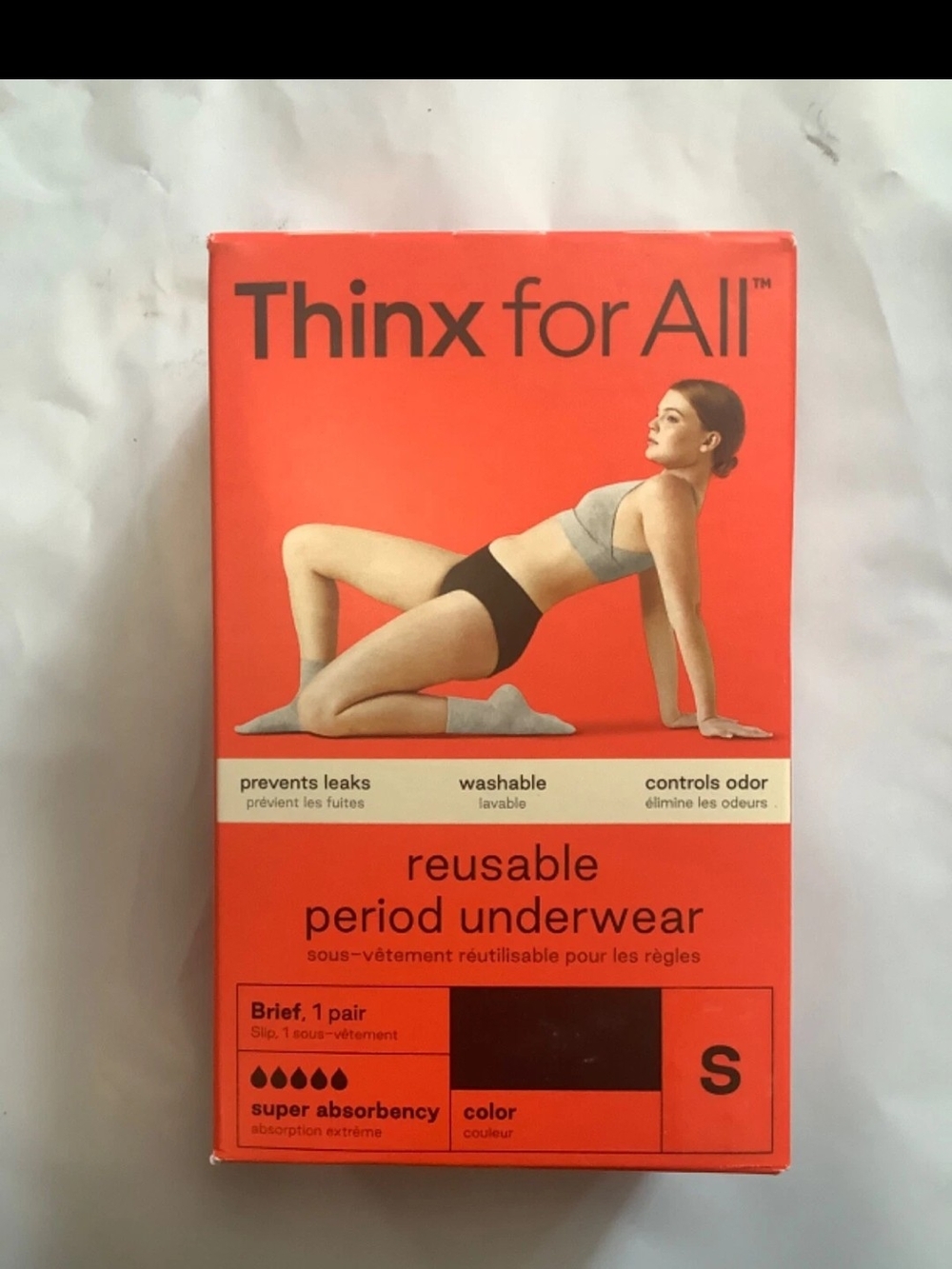 Thinx For All Reusable Washable Women's Period Underwear Panties Size S Black